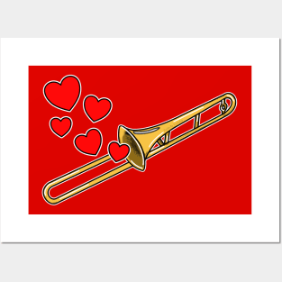 Valentines Day Trombone Player Trombonist Anniversary Wedding Musician Posters and Art